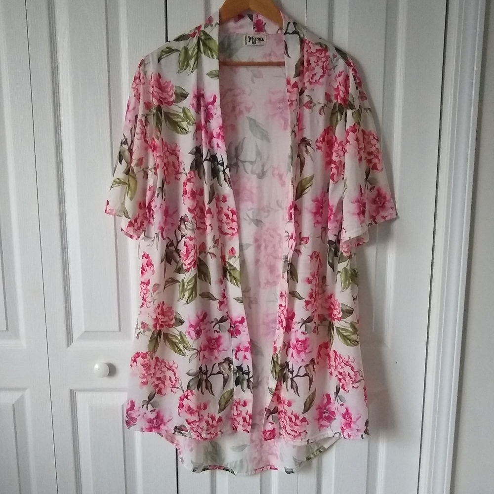 Show Me Your Mumu robe house coat cardigan pink fuchsia red floral patte…